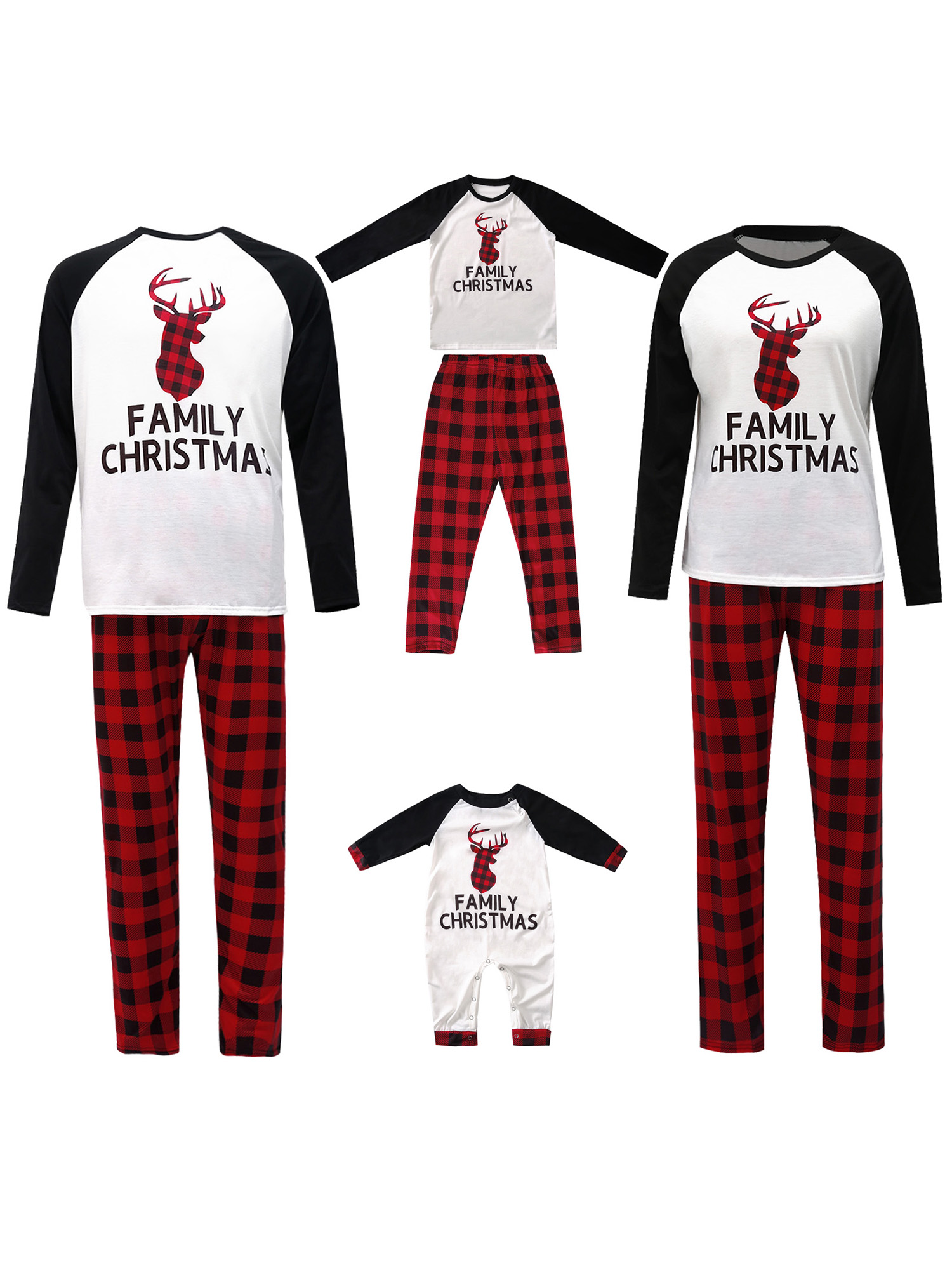 Bowanadacles Family Pajamas Sets PJs Plaid Print Top Pants Sleepwear